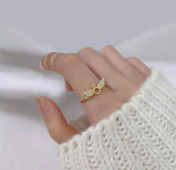 Diamond studded Angle wings Ring