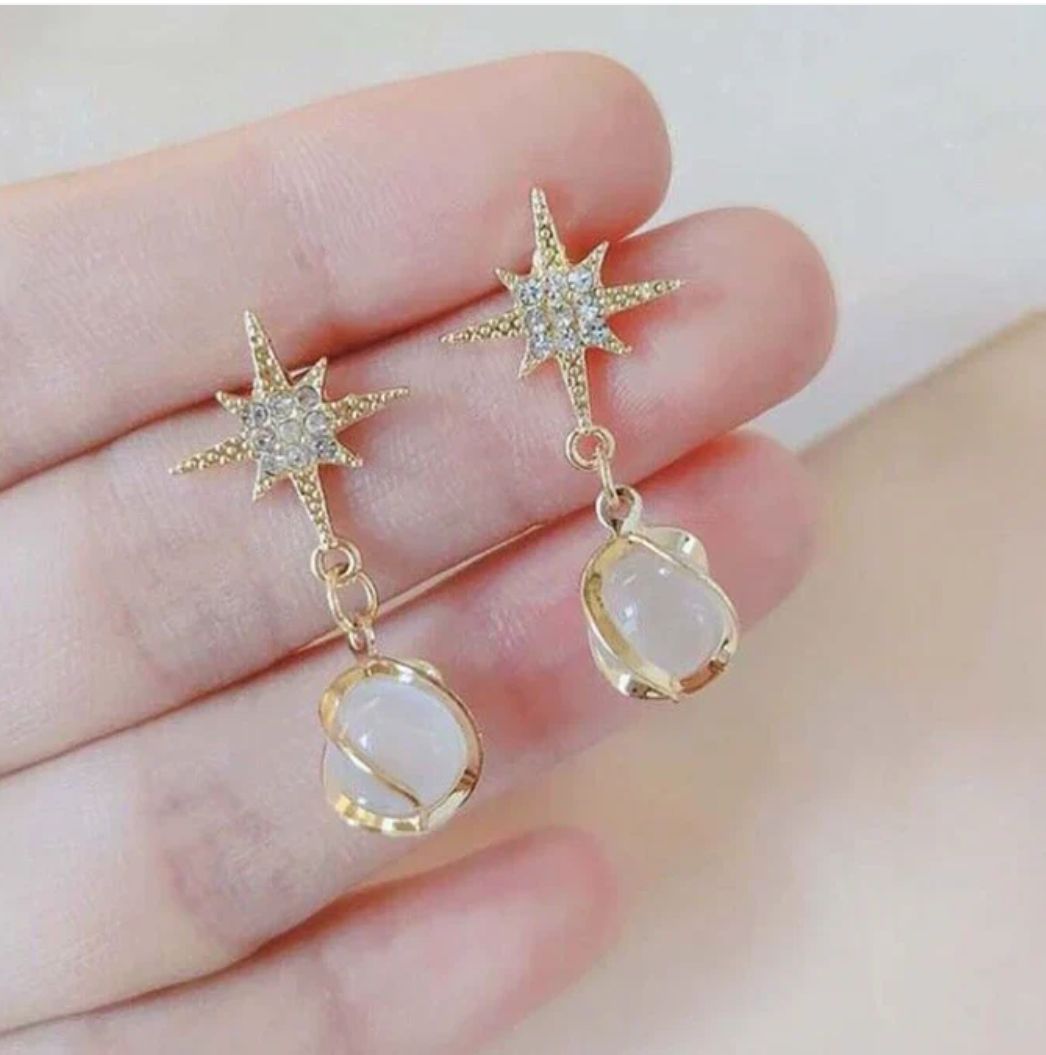 Star moonstone Pearl Earrings for girl and women