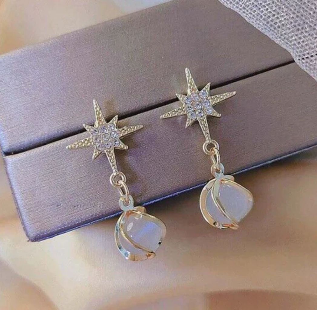 Star moonstone Pearl Earrings for girl and women