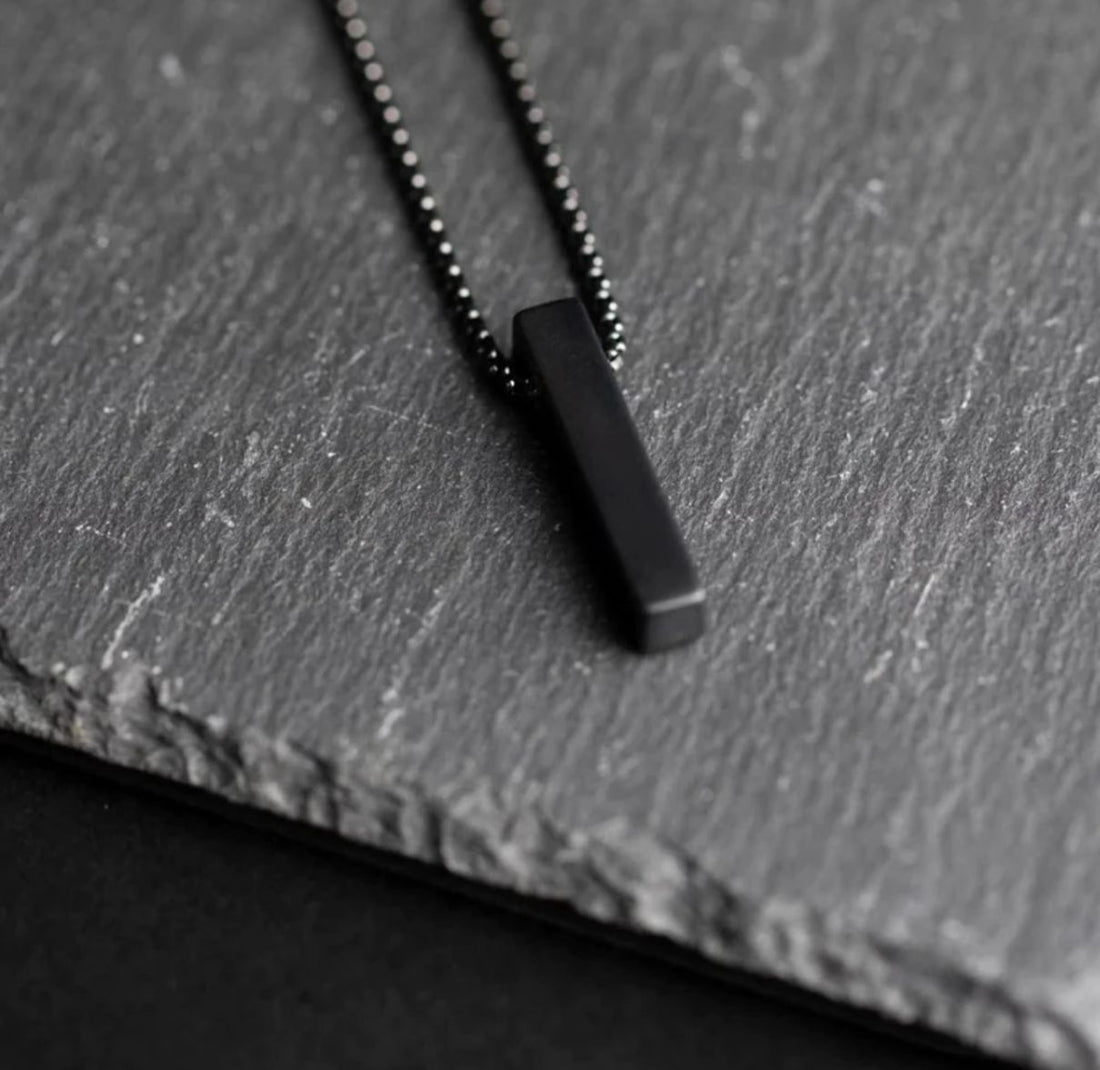 Shellgy Black Alloy Bar pendent for men