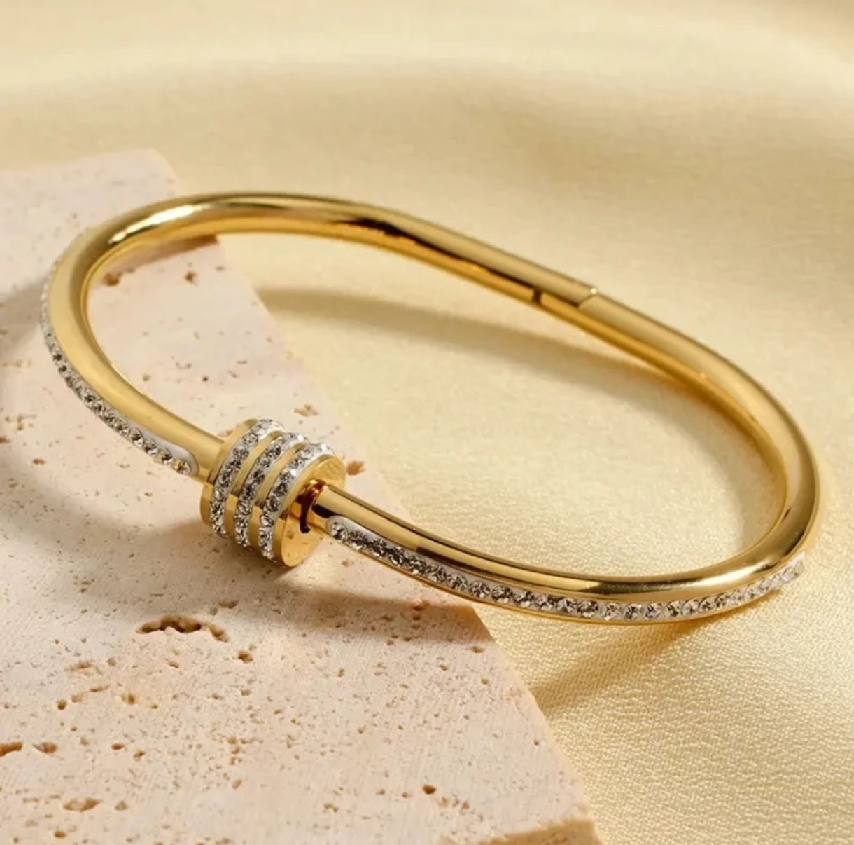 Gold-Plated American Diamond Studded Bracelet for Women
