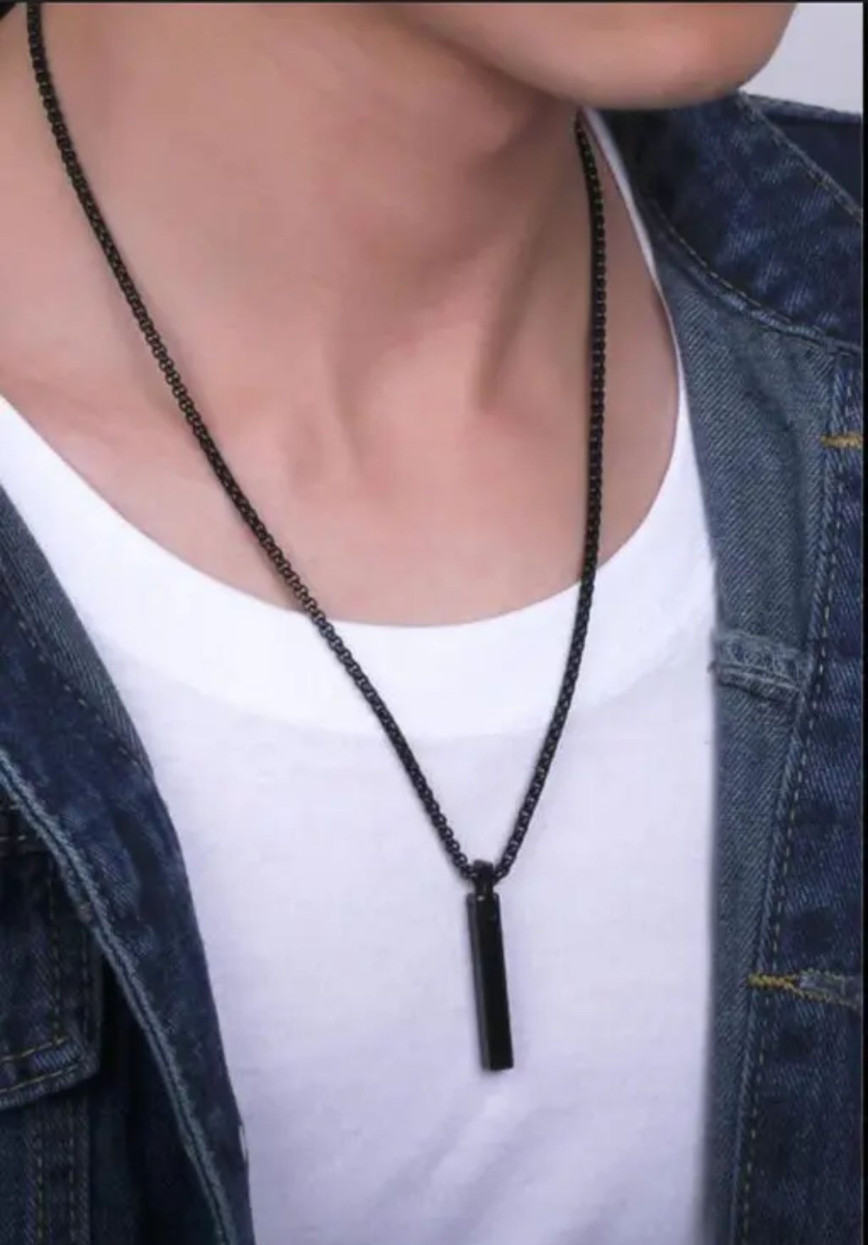 Shellgy Black Alloy Bar pendent for men