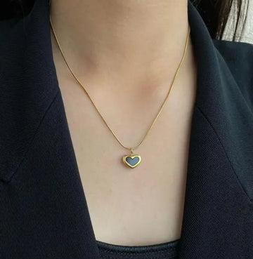 Gold plated Black Heart Necklace