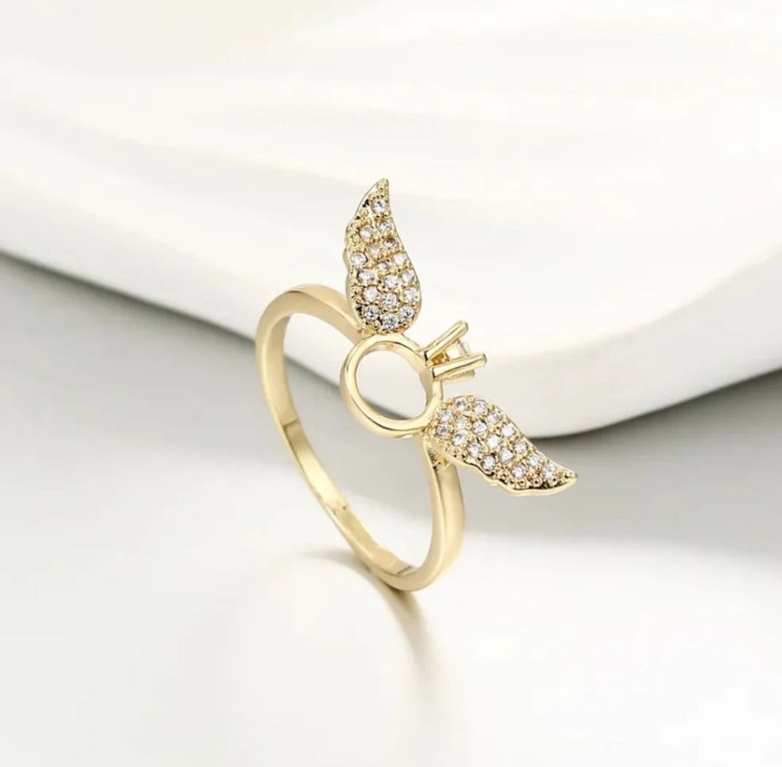 Diamond studded Angle wings Ring